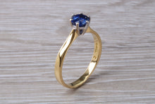 Load image into Gallery viewer, Natural Iolite Gemstone Solitaire Ring. 18ct Yellow and White Gold. Ideal birthday or Anniversary Gift, Promise,Dress or Statement Ring.