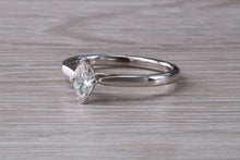 Load image into Gallery viewer, Minimalist Marquise cut Diamond set Platinum Solitaire