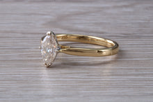 Load image into Gallery viewer, Half carat Marquise cut Certified Diamond set Gold Solitaire