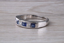 Load image into Gallery viewer, Traditional Blue Sapphire and Diamond set Eternity Ring