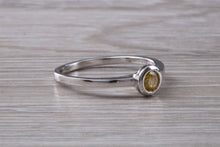 Load image into Gallery viewer, Yellow Diamond Solitaire, Bezel set so very Smooth to the Touch