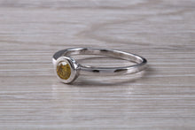 Load image into Gallery viewer, Yellow Diamond Solitaire, Bezel set so very Smooth to the Touch