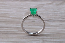 Load image into Gallery viewer, Emerald set Platinum Solitaire