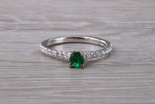 Load image into Gallery viewer, Emerald with Diamond set 18ct White Gold Ring