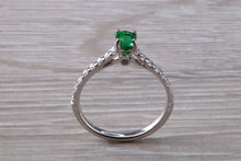 Load image into Gallery viewer, Emerald with Diamond set 18ct White Gold Ring
