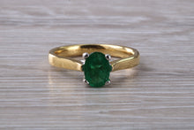 Load image into Gallery viewer, One carat Oval cut Emerald Solitaire