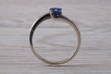 Load image into Gallery viewer, Emerald cut Royal Blue Sapphire set Twist Shank Ring