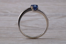 Load image into Gallery viewer, Emerald cut Royal Blue Sapphire set Twist Shank Ring
