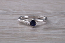 Load image into Gallery viewer, Beautiful Royal Blue Sapphire set Twist Shank 18ct White Gold Ring