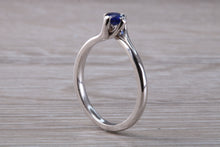 Load image into Gallery viewer, Beautiful Royal Blue Sapphire set Twist Shank 18ct White Gold Ring