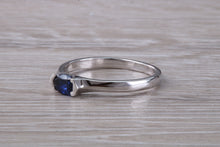 Load image into Gallery viewer, Half carat Oval cut Blue Sapphire set 18ct White Gold Ring