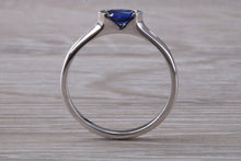 Load image into Gallery viewer, Half carat Oval cut Blue Sapphire set 18ct White Gold Ring