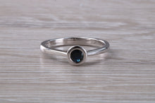Load image into Gallery viewer, Beautiful Royal Blue Sapphire Rub Over set in 18ct White Gold Solitaire