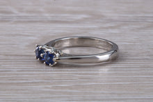 Load image into Gallery viewer, Two Very Sparkly Royal Blue Sapphires set Platinum Ring