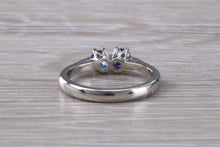 Load image into Gallery viewer, Two Very Sparkly Royal Blue Sapphires set Platinum Ring