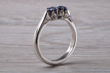 Load image into Gallery viewer, Two Very Sparkly Royal Blue Sapphires set Platinum Ring