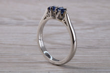 Load image into Gallery viewer, Two Very Sparkly Royal Blue Sapphires set Platinum Ring