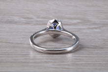 Load image into Gallery viewer, Absolutely Beautiful Blue Sapphire and Halo set Diamond Ring