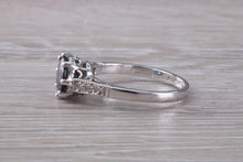 Load image into Gallery viewer, Antique Style One carat Blue Sapphire and Diamond set Platinum Ring