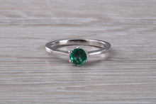 Load image into Gallery viewer, Very Dainty Half carat Emerald set Platinum Ring