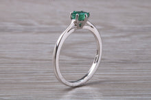 Load image into Gallery viewer, Very Dainty Half carat Emerald set Platinum Ring