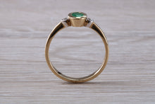 Load image into Gallery viewer, Emerald and Diamond Trilogy Ring. Very Smooth Setting
