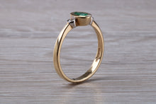 Load image into Gallery viewer, Emerald and Diamond Trilogy Ring. Very Smooth Setting