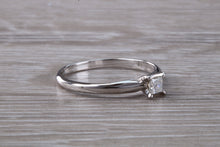 Load image into Gallery viewer, Dainty and Minimalist Princess cut diamond Set 18ct White Gold Solitaire