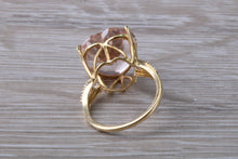 Load image into Gallery viewer, Large Heart Shape 3.89ct Morganite and Diamond set Yellow Gold Ring