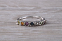 Load image into Gallery viewer, Multi Gemstone Rainbow Eternity White Gold Ring