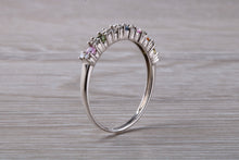 Load image into Gallery viewer, Multi Gemstone Rainbow Eternity White Gold Ring