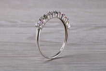 Load image into Gallery viewer, Multi Gemstone Rainbow Eternity White Gold Ring