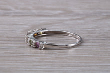 Load image into Gallery viewer, Multi Gemstone Rainbow Eternity White Gold Ring