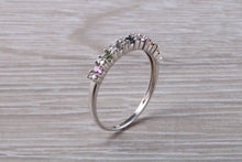 Load image into Gallery viewer, Multi Gemstone Rainbow Eternity White Gold Ring