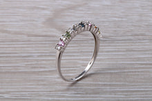 Load image into Gallery viewer, Multi Gemstone Rainbow Eternity White Gold Ring