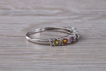 Load image into Gallery viewer, Multi Gemstone Rainbow Eternity White Gold Ring