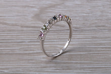 Load image into Gallery viewer, Multi Gemstone Rainbow Eternity White Gold Ring