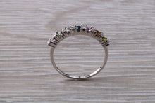 Load image into Gallery viewer, Multi Gemstone Rainbow Eternity White Gold Ring