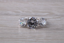 Load image into Gallery viewer, Two carat Diamond White C Z set White Gold Trilogy Ring