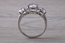 Load image into Gallery viewer, Two carat Diamond White C Z set White Gold Trilogy Ring