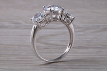 Load image into Gallery viewer, Two carat Diamond White C Z set White Gold Trilogy Ring