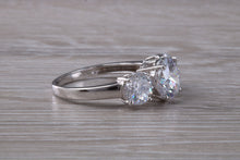 Load image into Gallery viewer, Two carat Diamond White C Z set White Gold Trilogy Ring