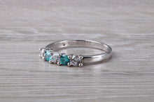 Load image into Gallery viewer, 9ct White Gold Blue and White C Z set Ring