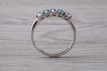Load image into Gallery viewer, 9ct White Gold Blue and White C Z set Ring