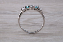 Load image into Gallery viewer, 9ct White Gold Blue and White C Z set Ring