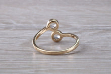 Load image into Gallery viewer, White Sapphire set Yellow Gold Crossover Ring