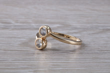 Load image into Gallery viewer, White Sapphire set Yellow Gold Crossover Ring