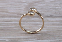 Load image into Gallery viewer, White Sapphire set Yellow Gold Crossover Ring