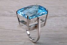 Load image into Gallery viewer, Very Large 70 carat Sky Blue Topaz set White Gold Statement Ring