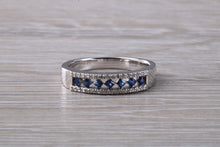 Load image into Gallery viewer, Blue Sapphire and Diamond set 18ct White Gold Eternity Ring